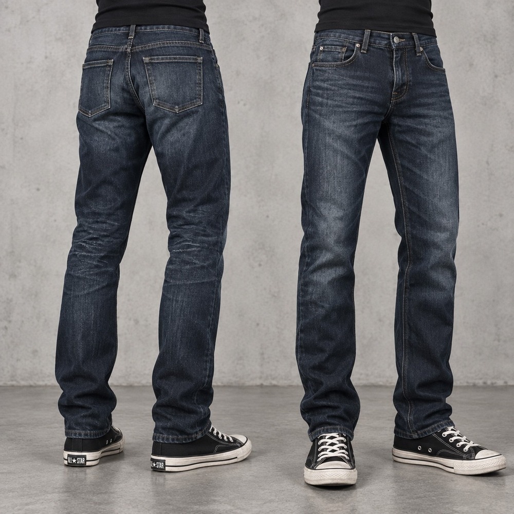 30x32 Dark Blue Faded Slim Straight Jeans Grunge Y2K